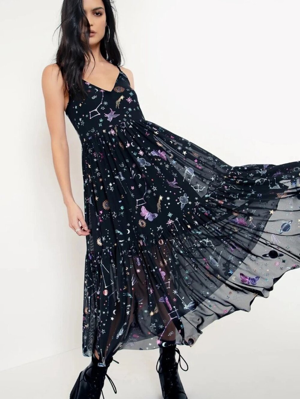 Blackmilk Celestial Sketch Sheer Midaxi Dress - XS